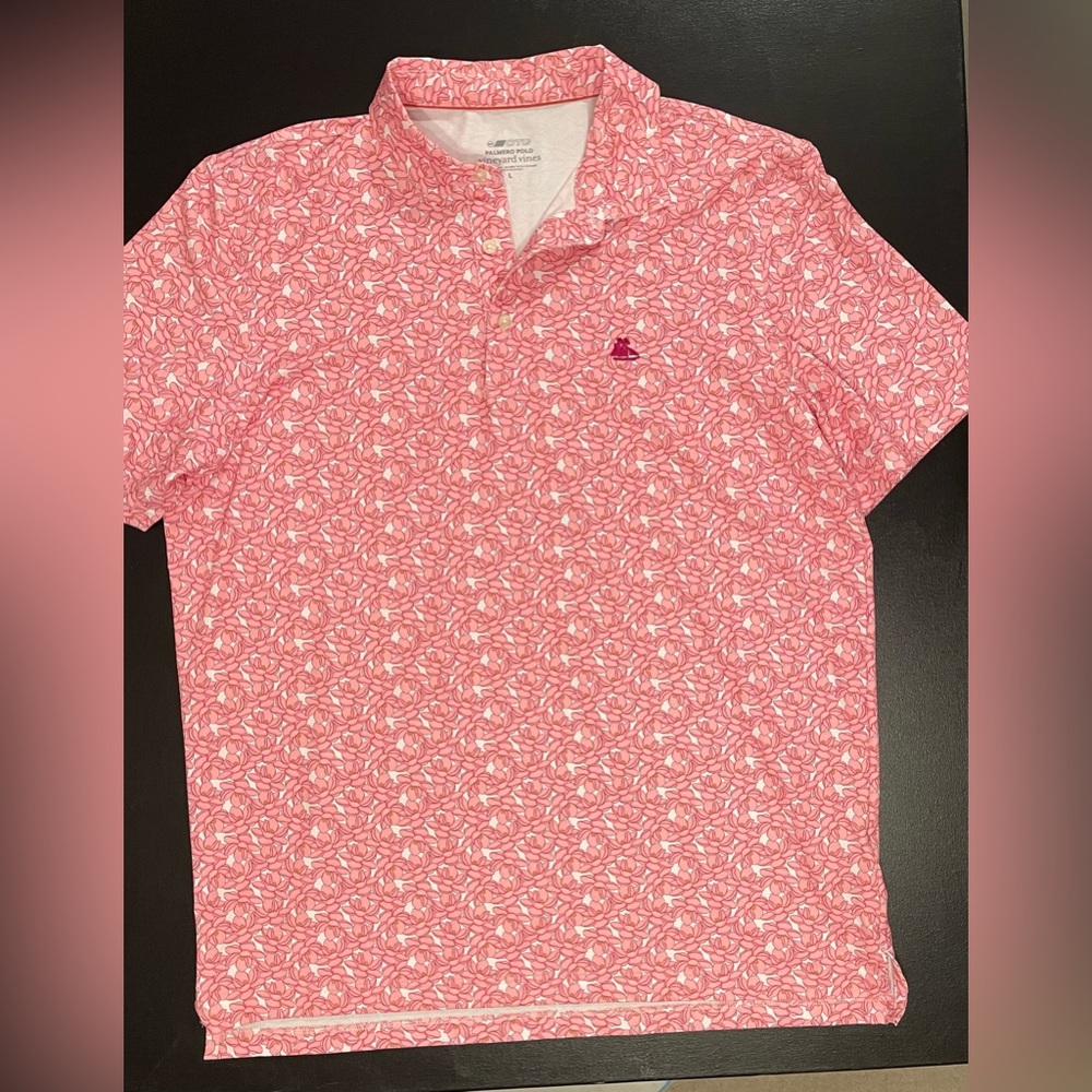 Vineyard Vines Pink All-Over Pattern Polo